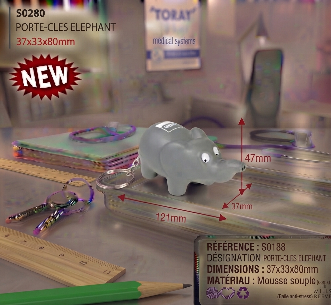 porte cles elephant antistress